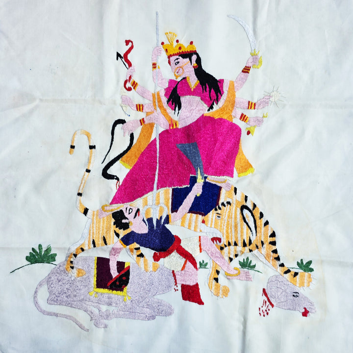 Chamba Rumal Embroidery Design Durga Mata
